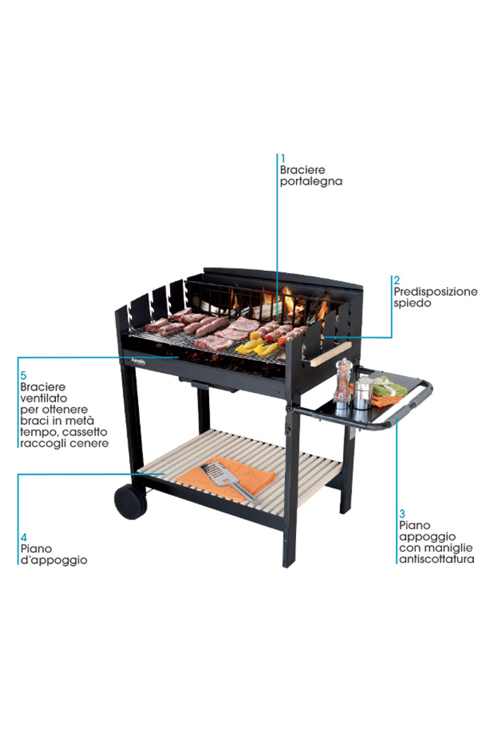 Barbecue a Carbonella Cm. 70 x 40 x 90h - Modello Stella 