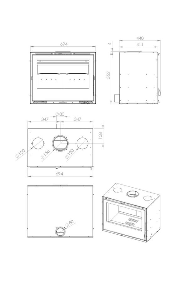 Inserto a legna Mcz QUBO 70 AIR 8,3kw - immagine 2